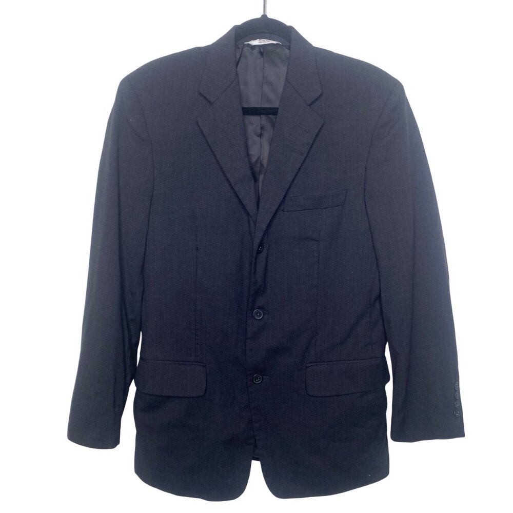 Versini Wool Suit Blazer Jacket Mens 38R Black Two Button Sports Coat Business C